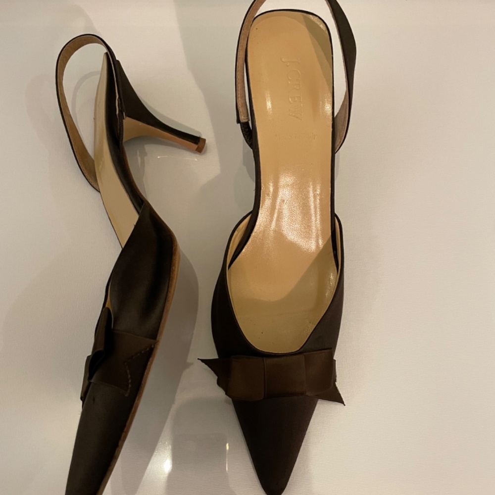 J. Crew Brown Satin Bow kitten heels - Picture 5 of 6